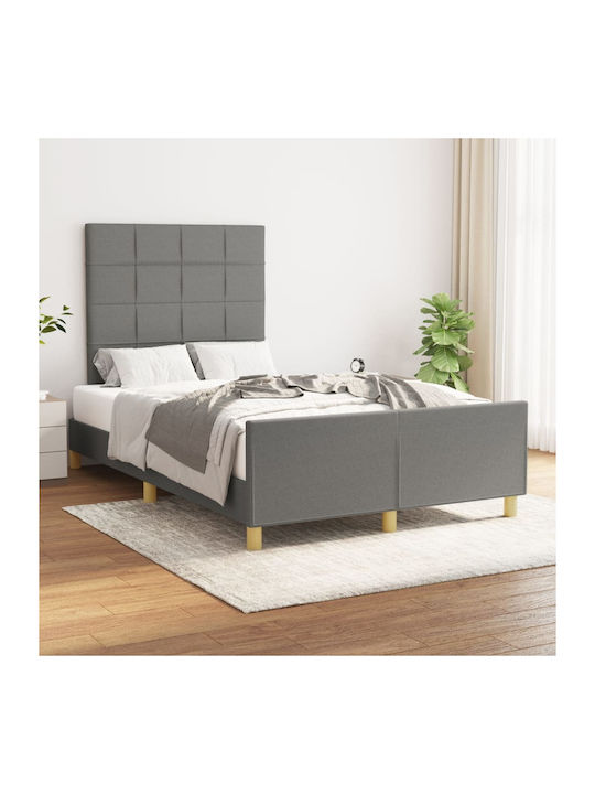 Κρεβάτι Ημίδιπλο Επενδυμένο με Ύφασμα Σκούρο Γκρι για Στρώμα 120x200cm