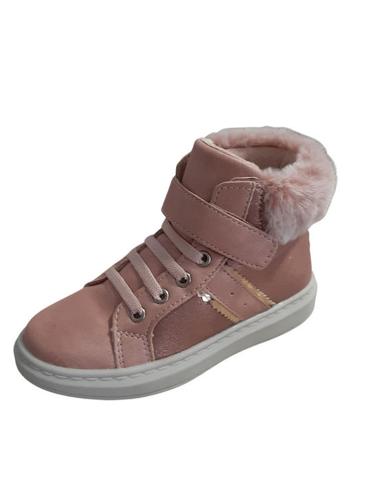 Suede Kinderstiefeletten mit Schnürsenkeln Rosa