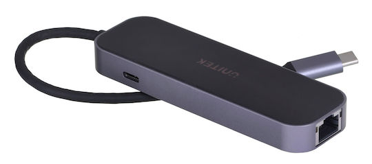 Unitek USB-C Docking Station με HDMI 4K PD Ethernet Μαύρο (D1084A)