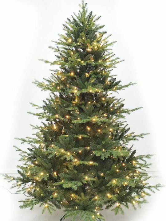 Christmas Green Tree with Metallic Base, Built in Branches and LED Lighting H240cm