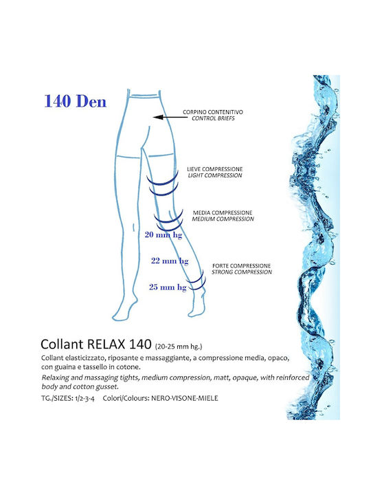 DIANA - B104-2 Καλσόν Ισχυρής Διαβαθμισμένης Συμπίεσης 140Den, Συμπίεση: 20-25mm hg Κάραμελ