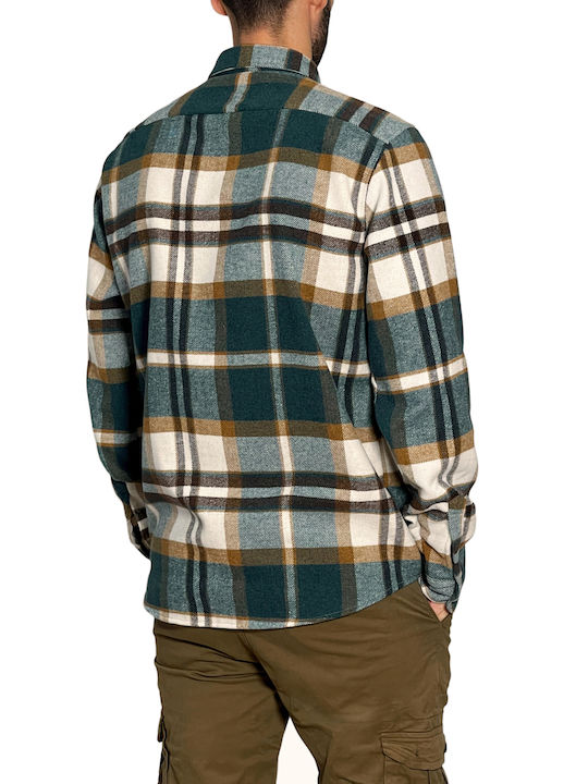 3Guys Kent Men's Shirt Long Sleeve Checked Petrol Blue