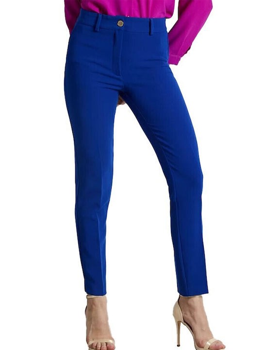 Forel Γυναικείο Υφασμάτινο Capri Παντελόνι σε Slim Εφαρμογή Μπλε
