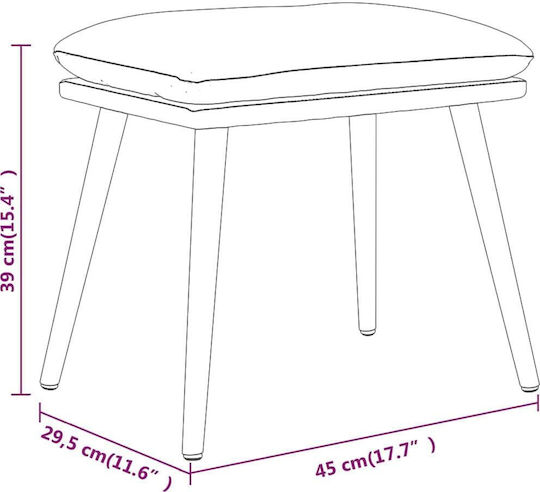 Stool Footstool Upholstered with Fabric Bordeaux 45x29.5x39cm