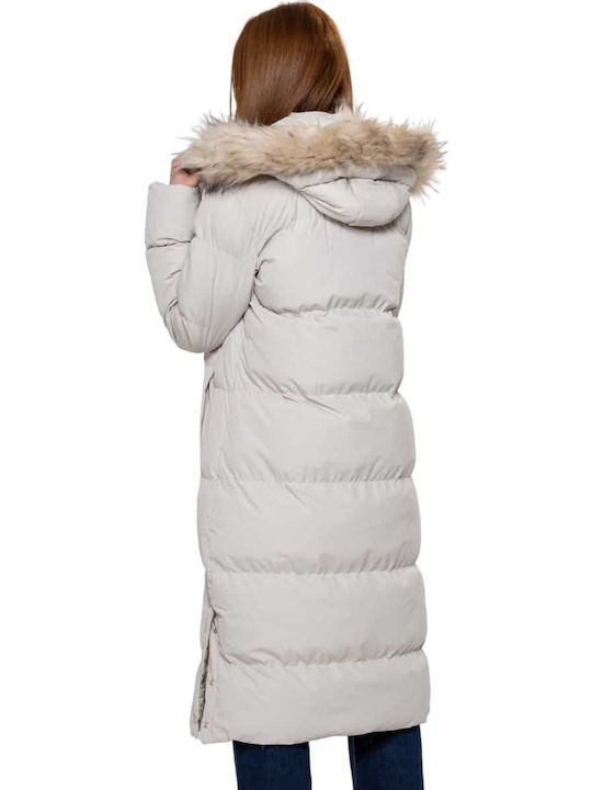 Women's Long Puffer Jacket for Winter with Hood Ice