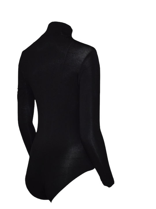 Lingerie Long Sleeve Turtleneck Bodysuit Black
