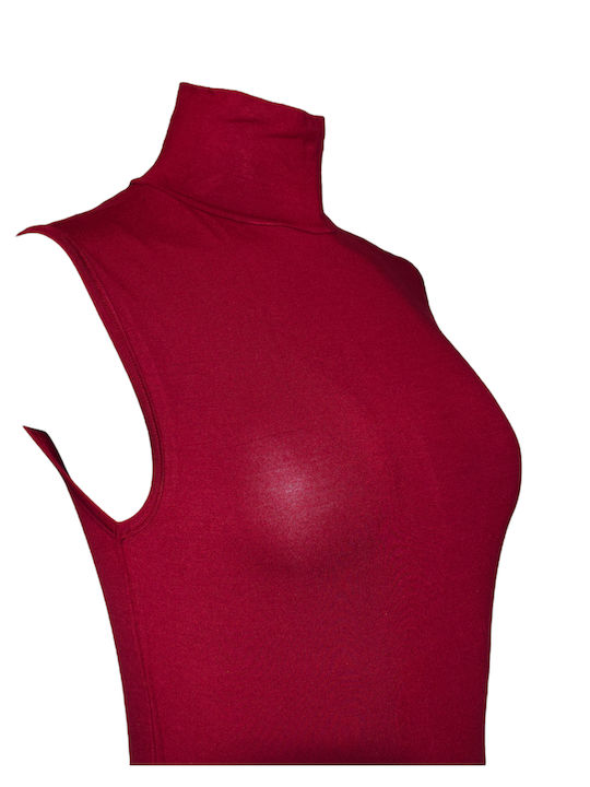 Sleeveless Turtleneck Bodysuit Burgundy