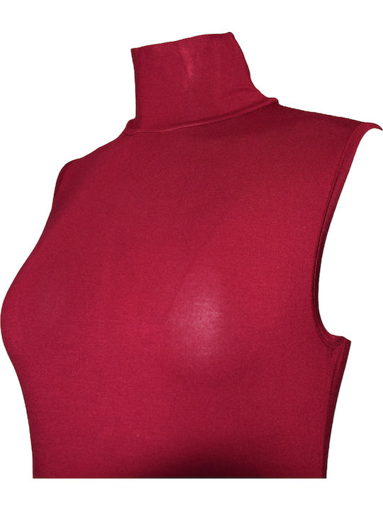 Sleeveless Turtleneck Bodysuit Burgundy