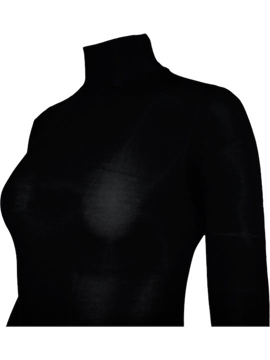 Lingerie Long Sleeve Turtleneck Bodysuit Black