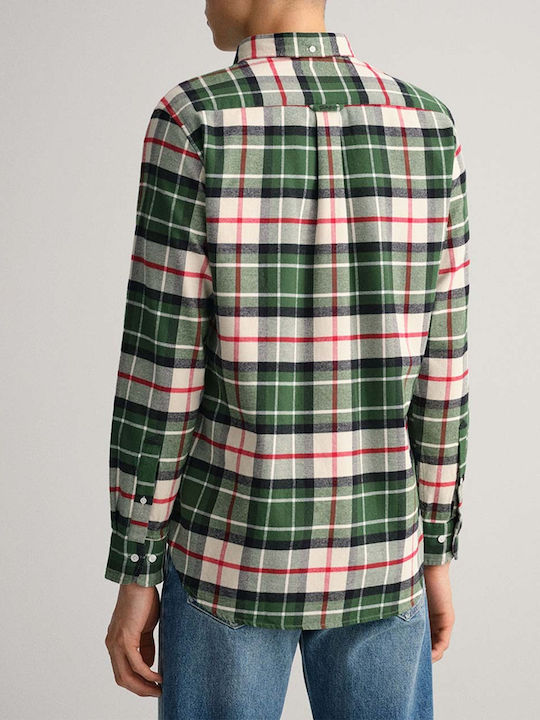 Gant Men's Shirt Long Sleeve Checked Green