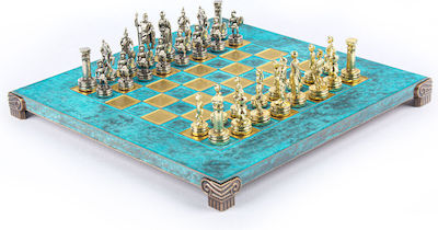 Manopoulos Handgefertigt Schach Metallisch mit Schachfiguren 28x28cm