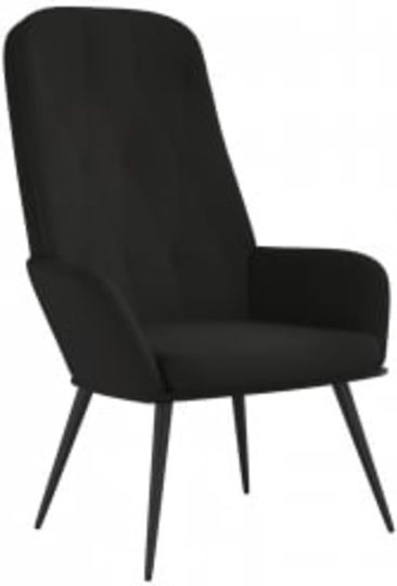 Sessel mit Fußhocker Samt Schwarz 70x77x98cm
