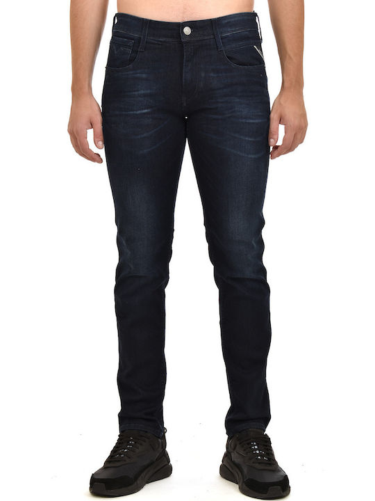 Anbass Men's Jeans Pants Elastic with Slim Tapered Fit Dark Indigo