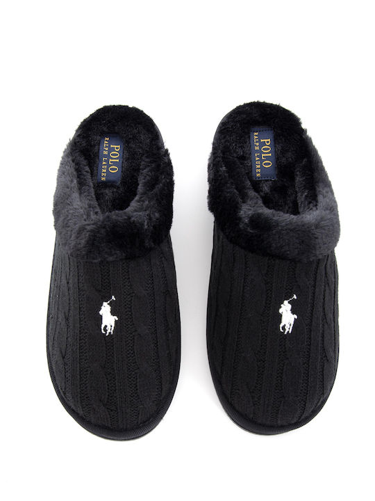 Ralph Lauren Women's Slipper with Fur In Black Colour