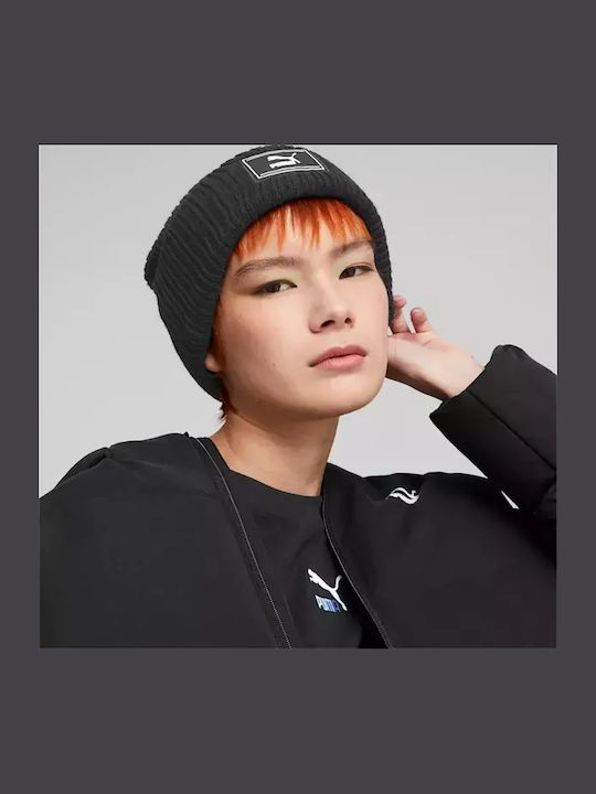 Beanie Γυναικείος Σκούφος με Rib Πλέξη σε Μαύρο χρώμα