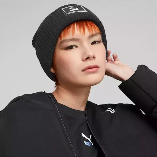 Beanie Γυναικείος Σκούφος με Rib Πλέξη σε Μαύρο χρώμα