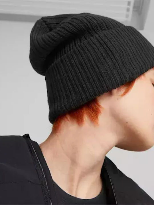 Beanie Γυναικείος Σκούφος με Rib Πλέξη σε Μαύρο χρώμα