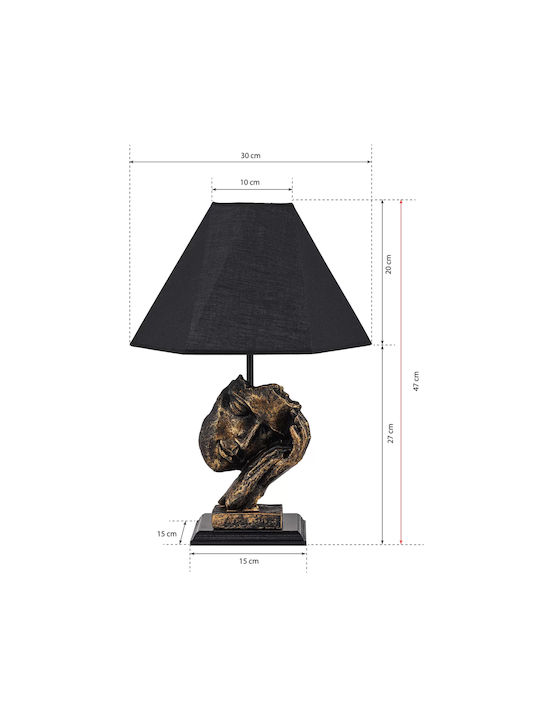 HomeMarkt Fabric Table Lamp for Socket E27 with Black Shade and Bronze Base