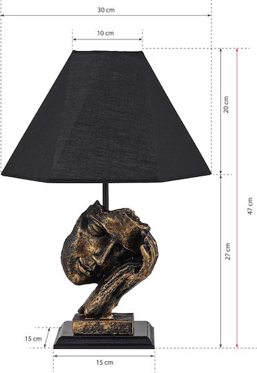 HomeMarkt Material Textil Lampă de masă pentru Soclu E27 cu Abajur Negru și Bază Bronz