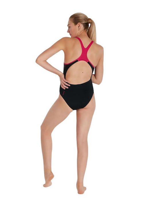 Plastisol Laneback Athletic One-Piece Swimsuit Black