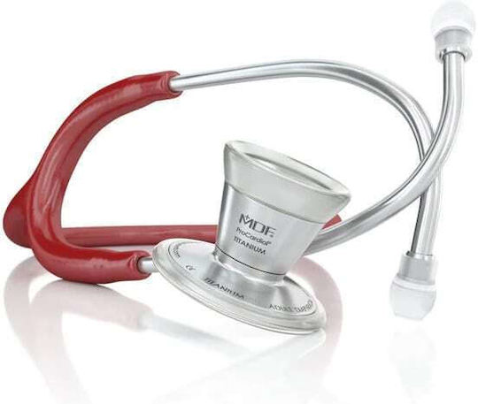 MDF Instruments ProCardial Cardiology Adults Double Head Stethoscope Titanium - Burgundy / Silver Burgundy