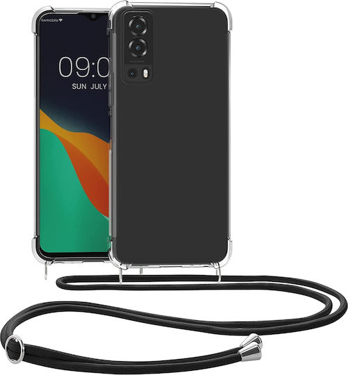 KWmobile Задна корица Силикон с Каишка Прозрачен / черен (Vivo Y72 5G)