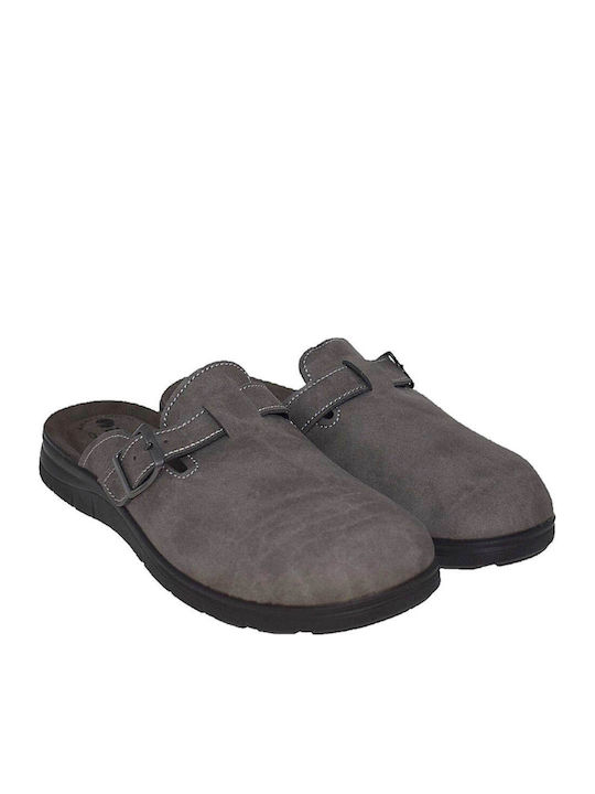 Herren Hausschuhe Leder Grau