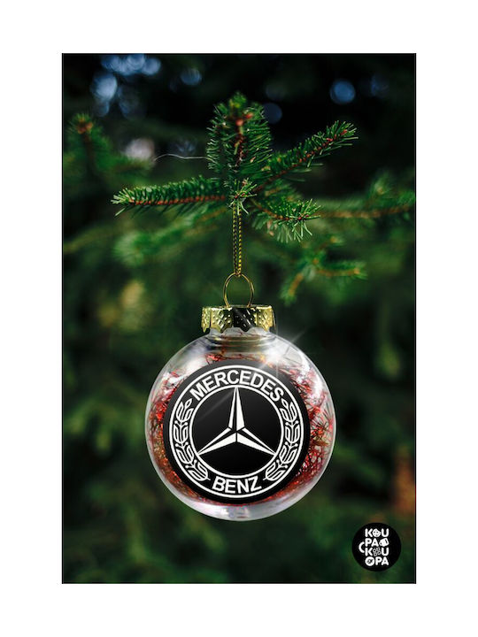 Mercedes, Weihnachtsbaumkugel Transparent mit roter Füllung 8cm