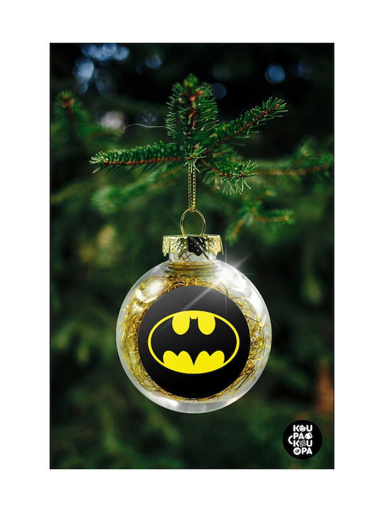 Batman, Transparent Christmas Tree Ball Ornament with Gold Filling 8cm