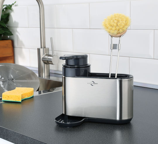 Kuchenprofi Kitchen Dispenser Plastic with Sponge Holder Silver