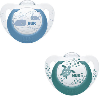 Nuk Orthodontic Pacifiers Silicone Genius Color Whale / Turtle for 6-18 months 2pcs