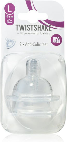 Twistshake Silicone Baby Bottle Teats High Flow for 4+ months 2pcs