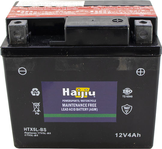 HaiJiu Μπαταρία Μοτοσυκλέτας HTX5L-BS με Χωρητικότητα 4Ah