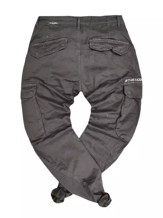 Cosi Jeans 60 Matteo Pantalon Bărbătesc Cargo Elastice cu Croială Largă Gri 60-MATTEO