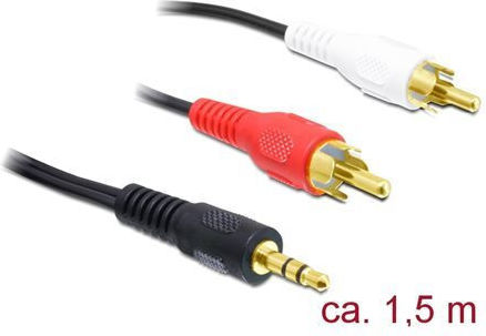 DeLock Καλώδιο Ήχου 3.5mm male - RCA male Μαύρο 1.5m με Επίχρυσους Ακροδέκτες 84000