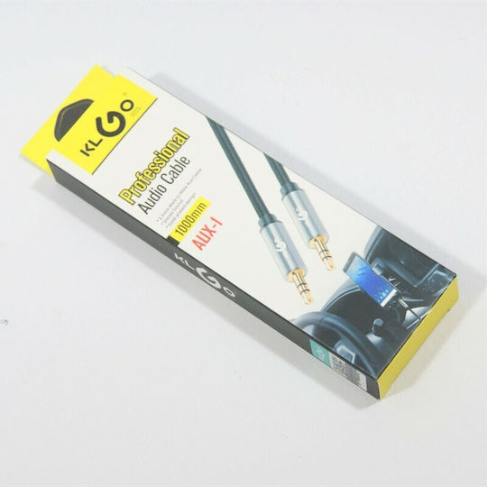 KLGO 3.5mm Male To 3.5mm Male Black 1m Audio Cable With Gold Plated Terminals KLGO AUX-1