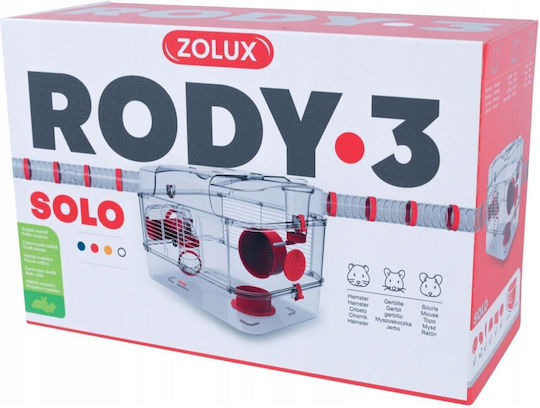 Zolux Rody3 Solo Rodent Cage Small Animal Cage Red 41x27x28cm