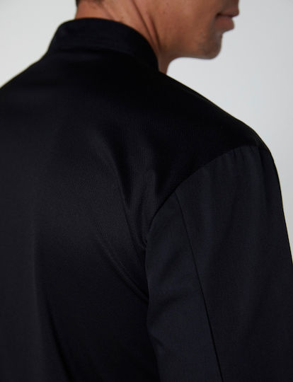 Ayo Coat Chef 100% Microfiber Unisex Black with Long Sleeve