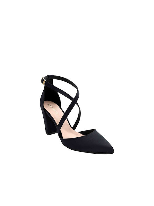 Pantofi stiletto din satin negru pentru femei Sarigiannis