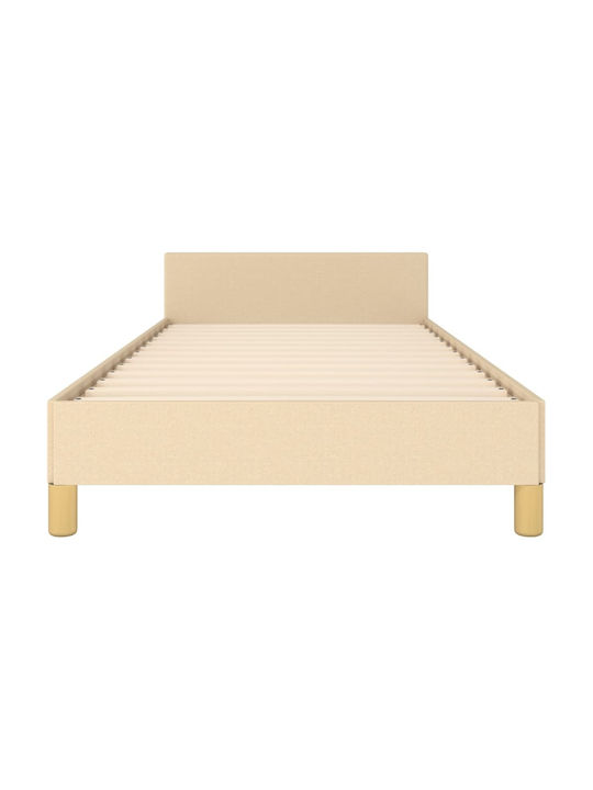 Pat Single Tapitat Cu Material Ecru Pentru Saltea 100x200cm