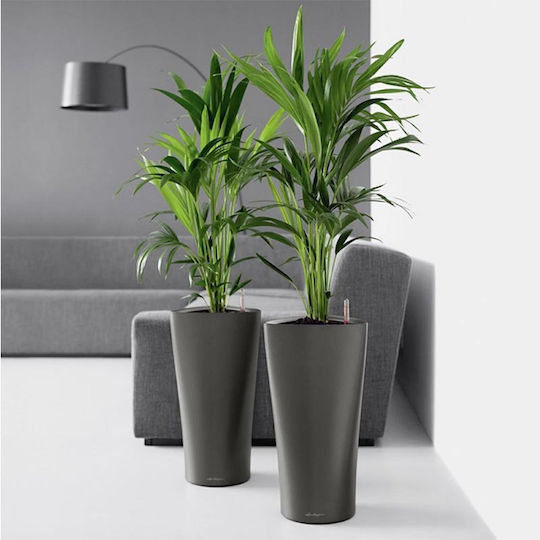 Lechuza Delta Self-watering Pot Plastic Charcoal Metallic 29x29x56.5cm.