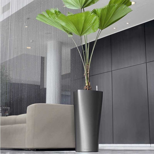 Lechuza Delta Self-watering Pot Plastic Charcoal Metallic 29x29x56.5cm.