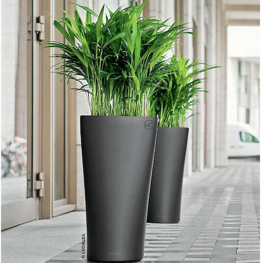 Lechuza Delta Self-watering Pot Plastic Charcoal Metallic 29x29x56.5cm.
