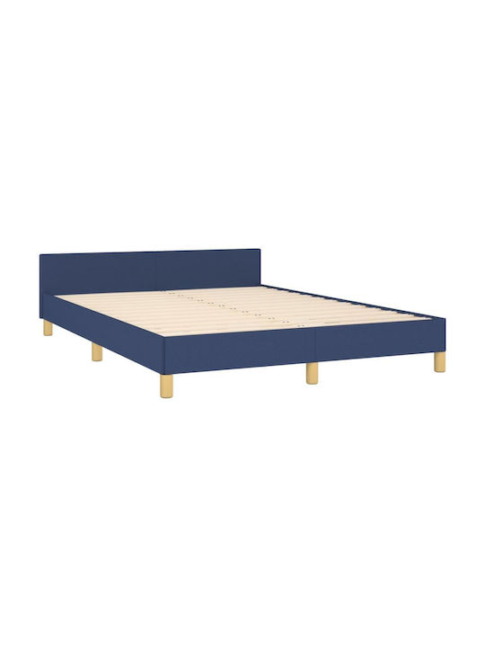 Doppelbett Mit Stoff Blau Für Matratze 140x200cm