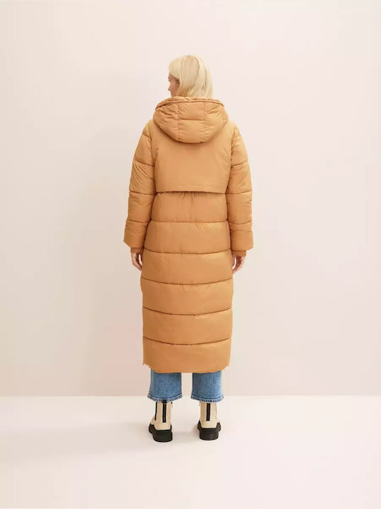 Tom Tailor Lang Damen Puffer Jacke für Winter Camel