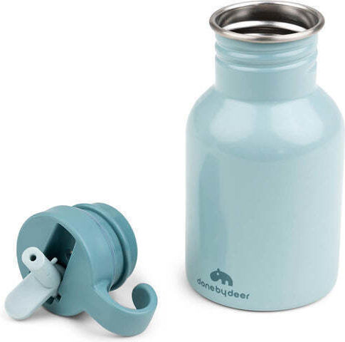 Done by Deer Elpheeblue Kids Water Bottle Stainless Steel with Straw Blue 350ml (Various Designs/Colours)