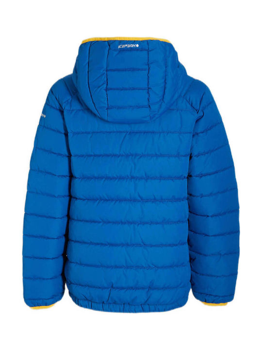 Down Kids Quilted Short Windproof with Lining Hooded Blue