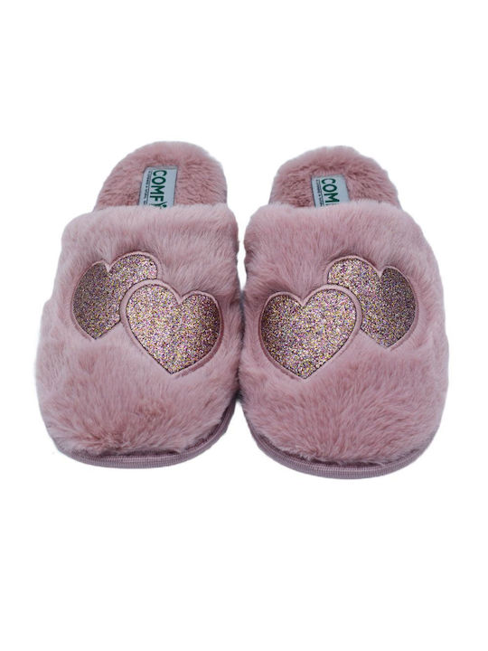 Comfy Anatomic 20-0557 Women's Slipper with Fur In Pink Colour