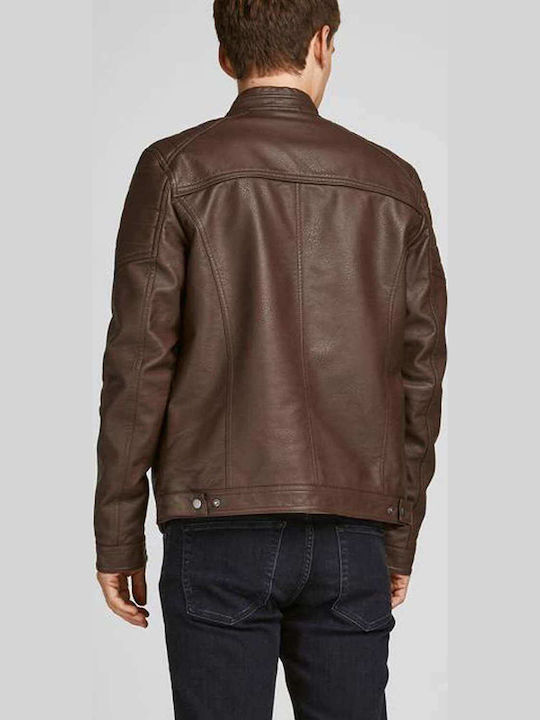 Winter Faux Leather Jacket Biker Chocolate Fondant