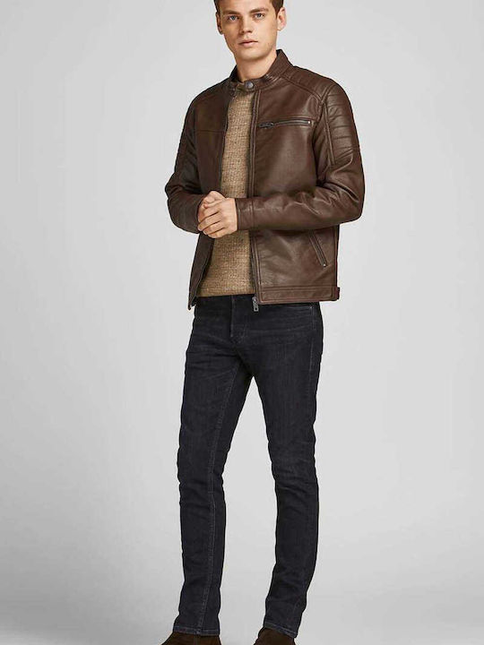 Winter Faux Leather Jacket Biker Chocolate Fondant